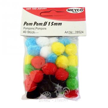 Bambulky pompony 1,5 cm - 40 ks mix barev