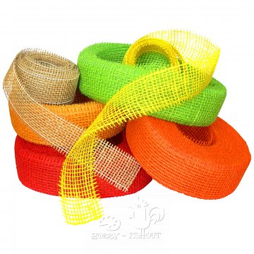 Juta stuha š. 4 cm síťka - 1 m sortiment: