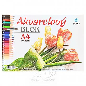 Blok Akvarel A4 s kroužkovou vazbou / 20 listů 250 g