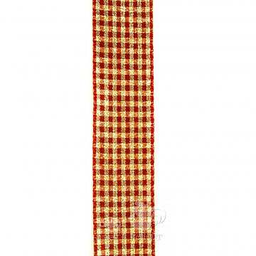 Stuha kostka s drátkem, š. 25 mm - červená 1 m