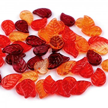 Korálky lístky větší 20 g - oranžové