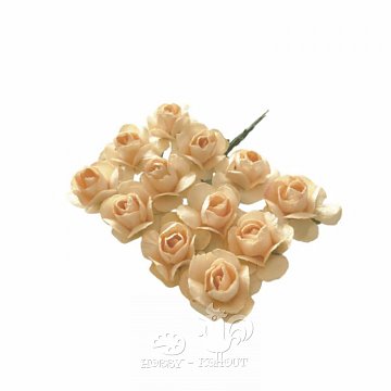 Drobné mini růžičky 2 cm - svazek 12 ks béžové