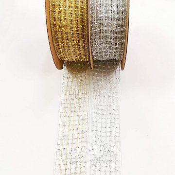 Stuha síťka 50 mm - stříbrná 1 m