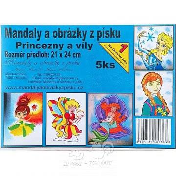 Obrázky z písku 5 ks - Princezny a víly