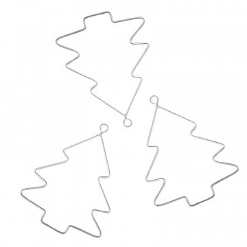 Kovové stromečky 9x6,5cm, balení 3 kusy - stříbrné
