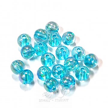 Korálky plast 8 mm duhové - 10 ks modré