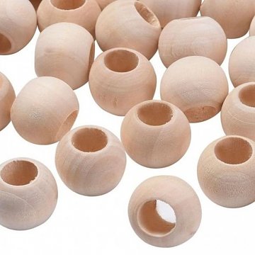 Dřevěné korálky 20 mm s velkým otvorem 9 mm - 1 ks