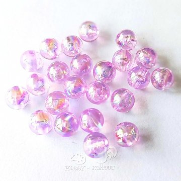 Korálky plast 8 mm duhové - 10 ks růžové