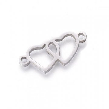 CHIR přívěsek spojovací - 2 srdíčka 20x8 mm