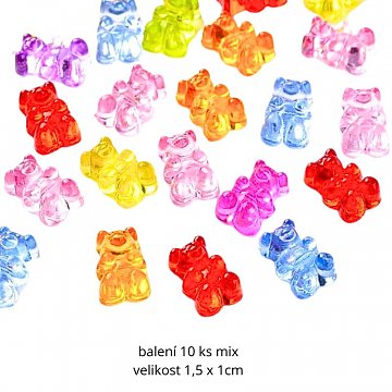Haribo medvídek korálky plast 15x10 mm / 10 ks mix