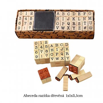 Dřevěná razítka abeceda - sada 40 ks, poslední 1 ks