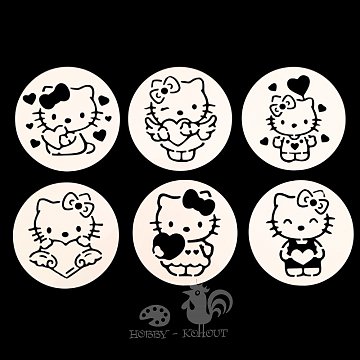 Šablony na malování: Hello Kitty 8 cm / 6 ks