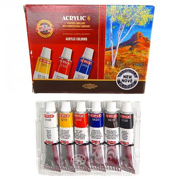 Akrylové barvy Koh-i-noor sada 6 x 16 ml