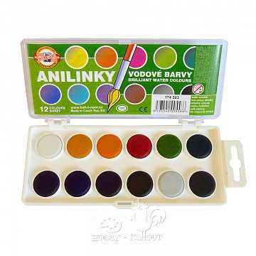 Barvy brilantní vodové anilínky 12 ks