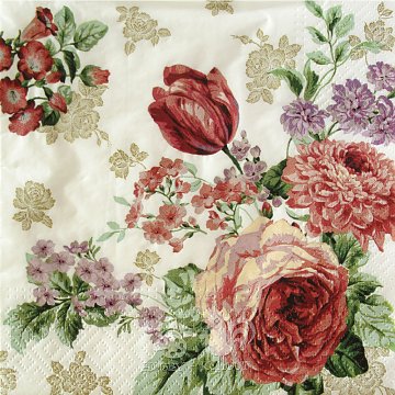Ubrousek na decoupage - vzor 0212 růže, tulipán