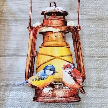 Ubrousek na decoupage - vzor 0902 dva ptáčci, lucerna