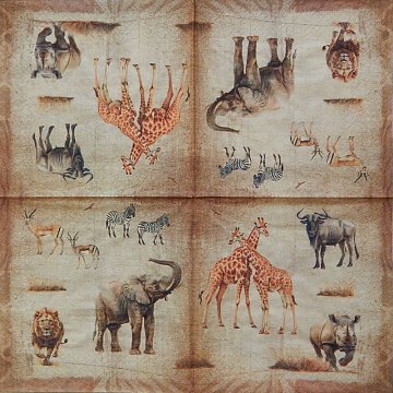 Ubrousek na decoupage - vzor 4505 Afrika zvířata