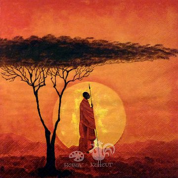 Ubrousek na decoupage - vzor 3304 Afrika, západ slunce