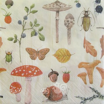 Ubrousek na decoupage - vzor 2703 houby