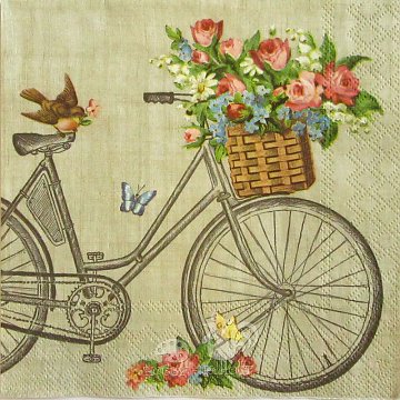 Ubrousek na decoupage - vzor 1710 kolo, košík růží
