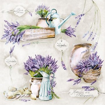 Ubrousek na decoupage - vzor 0108 levandule fleur