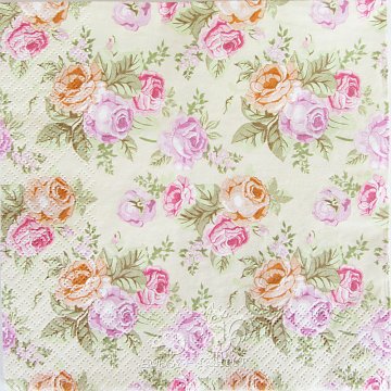 Ubrousek na decoupage - vzor 0220 růže mini béž