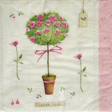 Ubrousek na decoupage - vzor 0712 kytky stromek