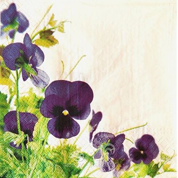 Ubrousek na decoupage - vzor 1302 macešky fialové