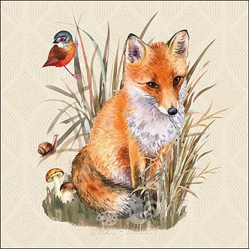 Ubrousek na decoupage - vzor 2652 liška, ptáček