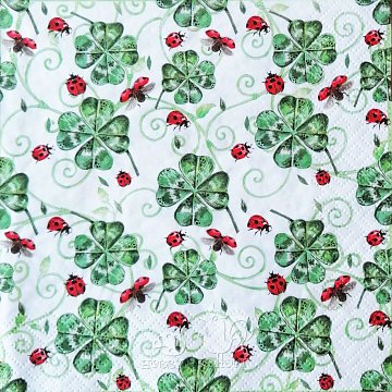 Ubrousek na decoupage - vzor 2201 berušky, čtyřlístky