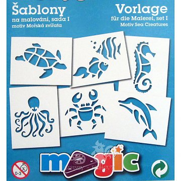 Šablony papírové - 6 ks Mořská zvířata