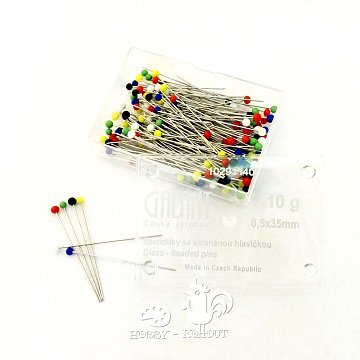 Špendlíky se skl. hlavičkou 3 cm 10 g