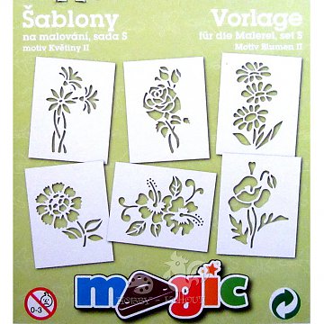 Šablony papírové - 6 ks Květiny