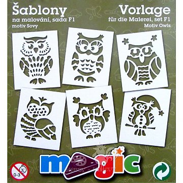 Šablony papírové - 6 ks Sovy