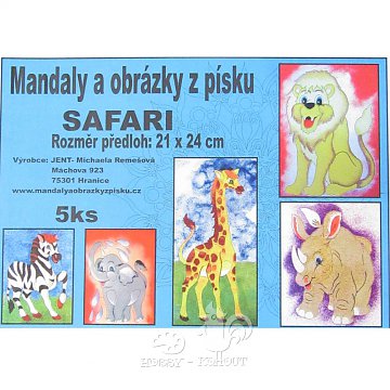 Obrázky z písku 5 ks - Zvířata safari