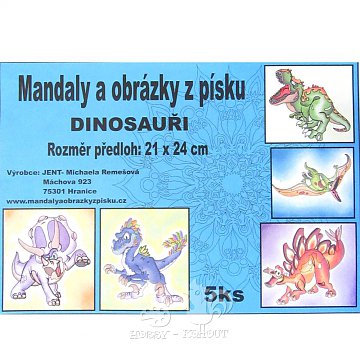 Obrázky z písku 5 ks - Dinosauři