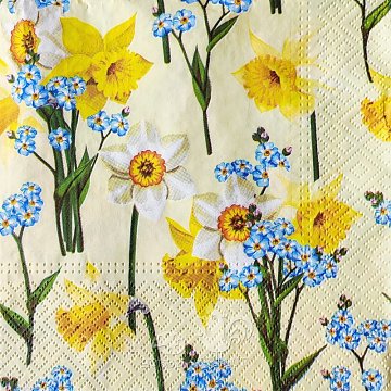 Ubrousek na decoupage - vzor 1204 narcisky, pomněnky mix