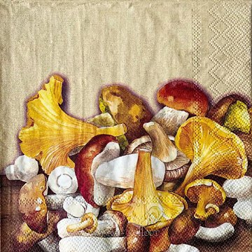 Ubrousek na decoupage - vzor 2701 houby, lišky