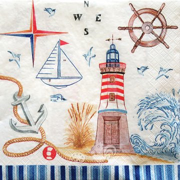 Ubrousek na decoupage - vzor 0812 maják, moře