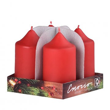 Svíčky adventní 4 ks červené
