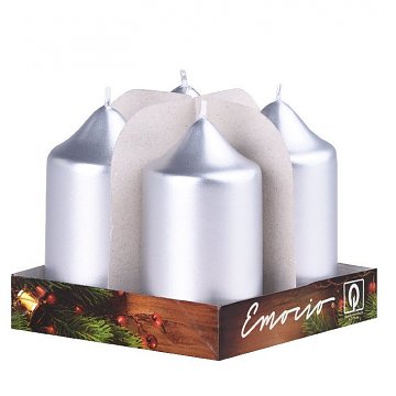 Svíčky adventní metalické 4 ks stříbrné