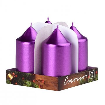 Svíčky adventní metalické 4 ks fialové