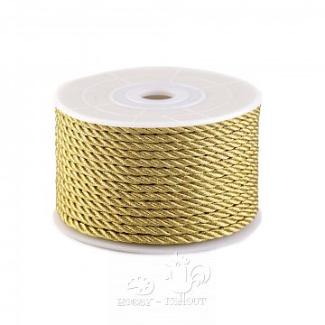 Šňůra kroucená 4 mm - zlatá 1 m