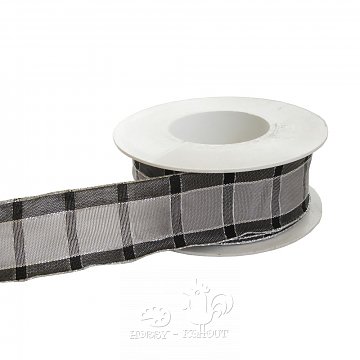 Stuha kostka s drátkem, š. 40 mm - šedá 1 m