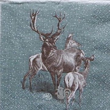 Ubrousek na decoupage - vzor 1734 jelen, srny