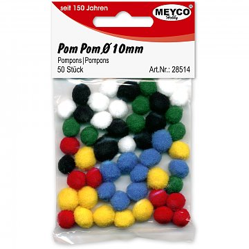 Bambulky pompony 1 cm - 50 ks mix barev