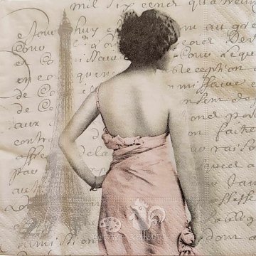 Ubrousek na decoupage - vzor 0205 retro dívka Paříž vintage