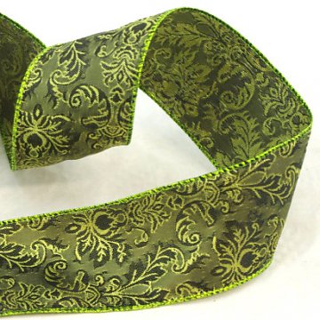 Stuha brokát š. 60 mm - zelená 1 m