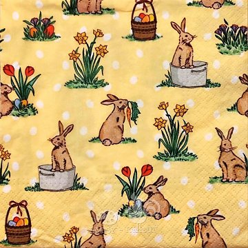 Ubrousek na decoupage - vzor 1408 zajíci velikonoční