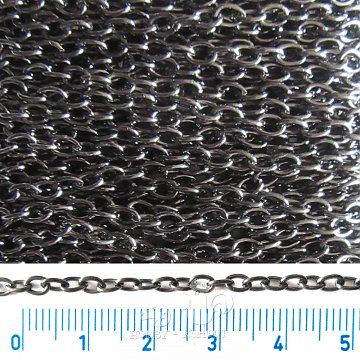 Řetízek bižuterní ovál 3x4 mm hematit 1 m